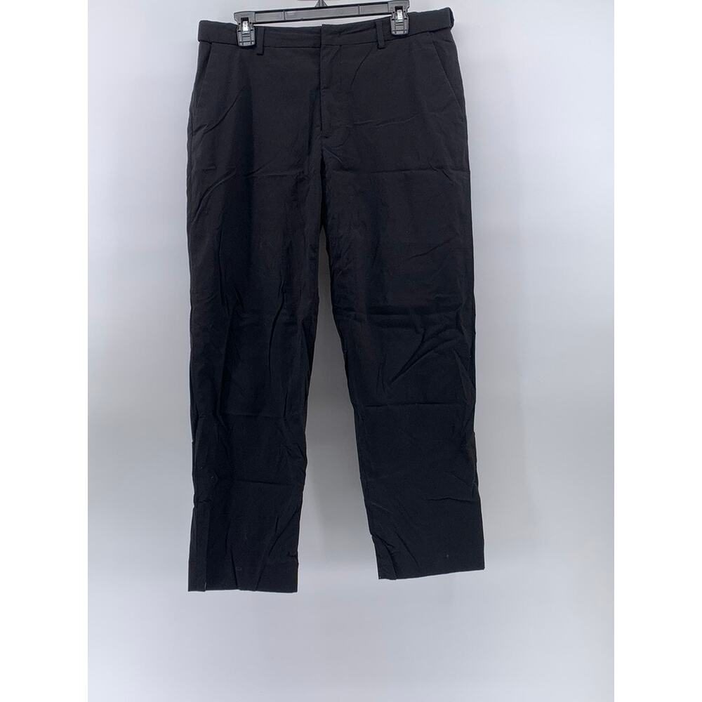 GIORDANO Men's Black Solid Straight-Leg Regular-Fit Pants SZ 34